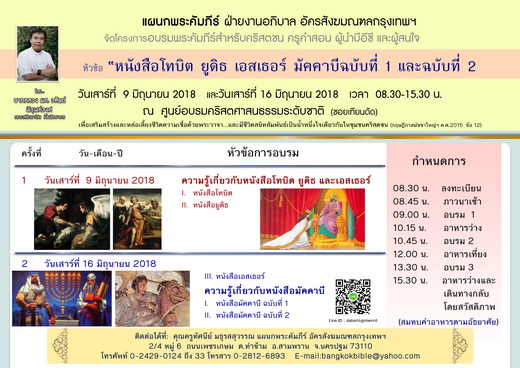 อบรมพระคัมภีร์ หนังสือโทบิต ยูดิธ เอสเธอร์ มัคคาบี ฉบับที่ 1 และ 2